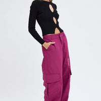 Black Knit Top Cut Out Long Sleeve Ribbed