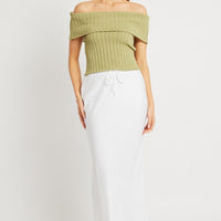 Green Off shoulder Knit Top