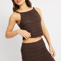 Brown Crochet Knit Tank Top