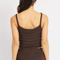 Brown Crochet Knit Tank Top