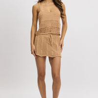 Beige Crochet Knit Tank Top