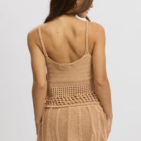 Beige Crochet Knit Tank Top