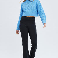 Blue Cable Knit Jumper Turtle Neck