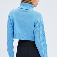 Blue Cable Knit Jumper Turtle Neck