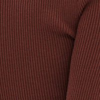 Brown Knit Top Long Sleeve Twisted Front