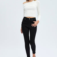 White Knit Top Off The Shoulder Ribbed