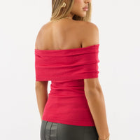 Red Bardot Knit Top Short Sleeve