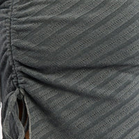Grey Off Shoulder Top Long Sleeve Ruched