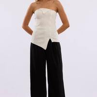 White Strapless Knit Top Open Front