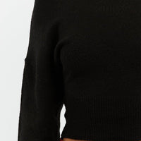 Black Knit Top Off Shoulder Long Sleeve