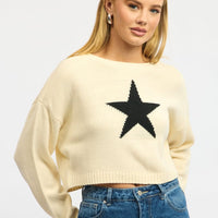 White Star Knit Jumper Long Sleeve
