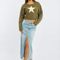 Green Star Knit Jumper Long Sleeve
