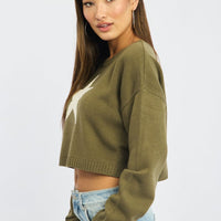 Green Star Knit Jumper Long Sleeve