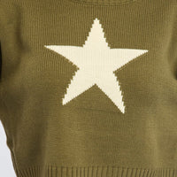 Green Star Knit Jumper Long Sleeve