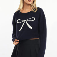 Blue Knit Jumper Long Sleeve Crew Neck