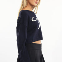 Blue Knit Jumper Long Sleeve Crew Neck