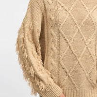 Beige Cable Knit Jumper High Neck