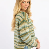 Green Stripe Stripe Knit Jumper