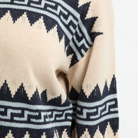 Beige Aztec Jumper Long Sleeve Crew Neck