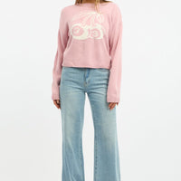 Pink Cherry Knit Top Long Sleeve