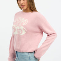 Pink Cherry Knit Top Long Sleeve