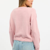 Pink Cherry Knit Top Long Sleeve