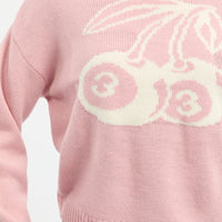 Pink Cherry Knit Top Long Sleeve
