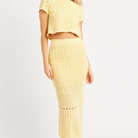 Yellow Knit Top Short Sleeve Crew Neck
