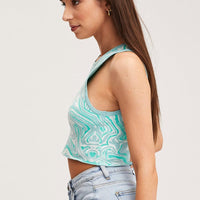 Print Knit Top Sleeveless Crop
