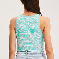 Print Knit Top Sleeveless Crop