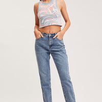 Print Knit Top Sleeveless Crop