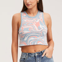 Print Knit Top Sleeveless Crop