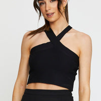 Black Knit Top Sleeveless Halter