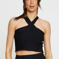 Black Knit Top Sleeveless Halter