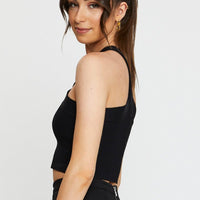 Black Knit Top Sleeveless Halter