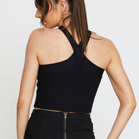 Black Knit Top Sleeveless Halter