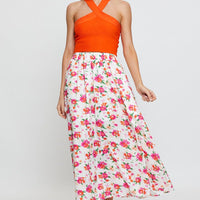 Orange Knit Top Sleeveless Halter