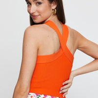 Orange Knit Top Sleeveless Halter