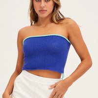 Blue Knit Crop Top