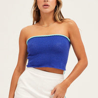 Blue Knit Crop Top