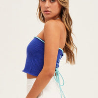Blue Knit Crop Top