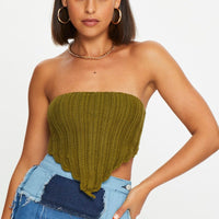 Green Knit Scarf Top